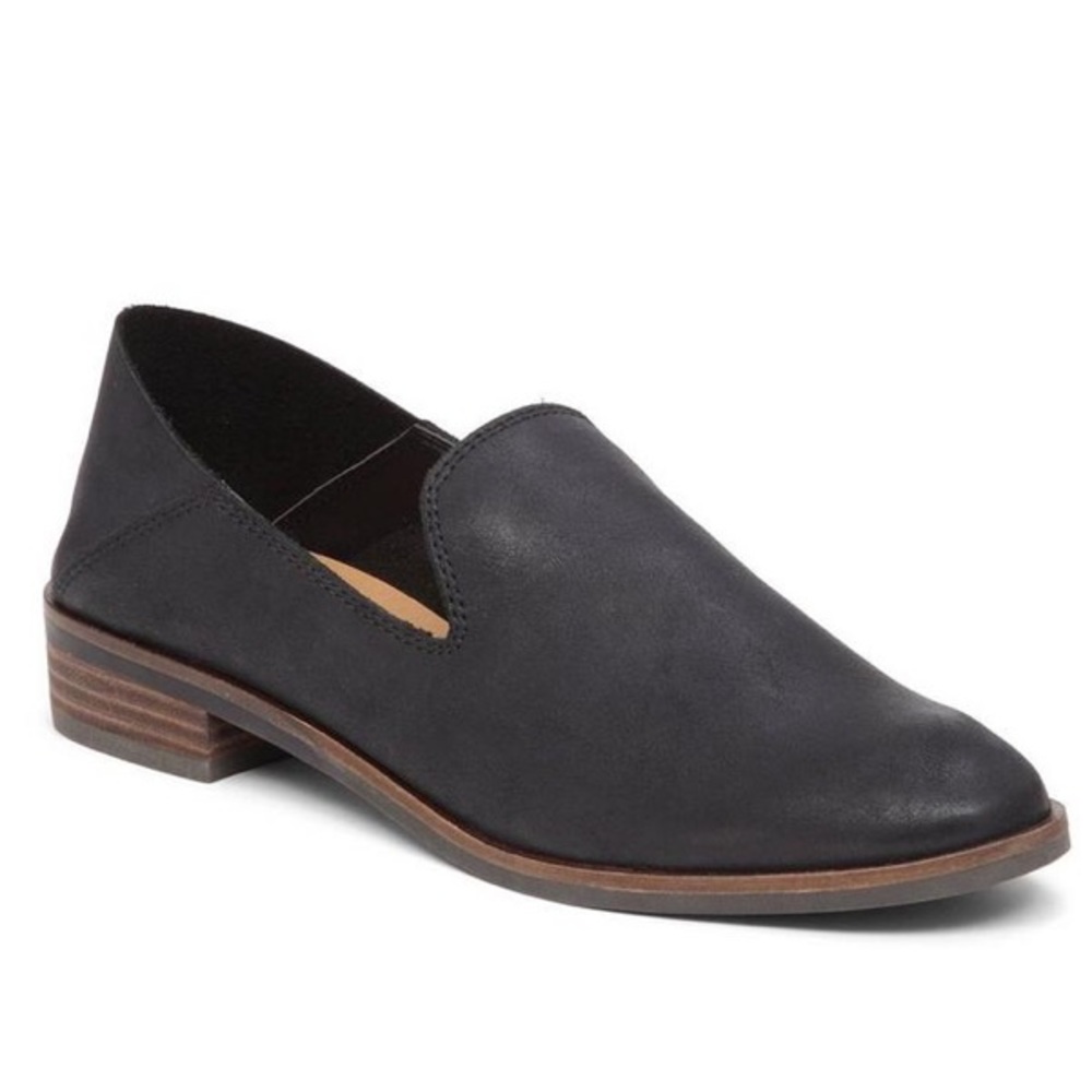 Lucky Brand Cahill 7.5 black leather flats loafers